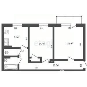 2-к квартира, вторичка, 60м2, 2/5 этаж