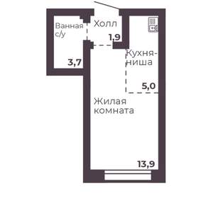 1-к квартира, вторичка, 25м2, 6/17 этаж