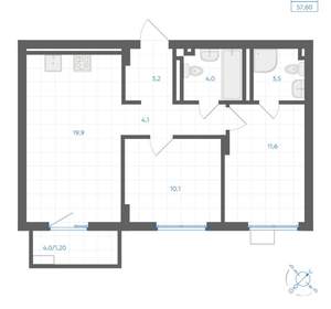 2-к квартира, вторичка, 58м2, 11/18 этаж