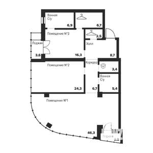 2-к квартира, строящийся дом, 127м2, 17/29 этаж