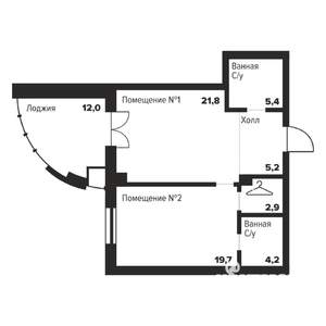 1-к квартира, вторичка, 59м2, 9/29 этаж