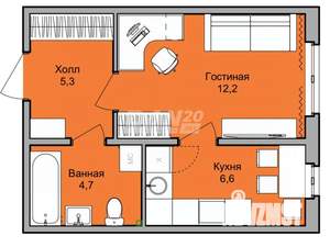 1-к квартира, вторичка, 29м2, 6/10 этаж