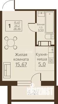 Студия квартира, сданный дом, 24м2, 7/10 этаж