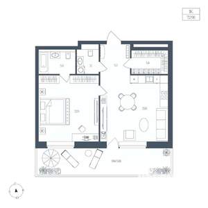 1-к квартира, вторичка, 73м2, 3/6 этаж