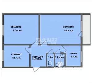 3-к квартира, вторичка, 63м2, 5/5 этаж