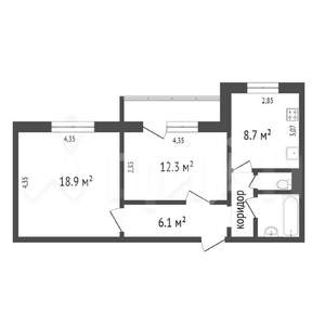 2-к квартира, вторичка, 57м2, 9/10 этаж