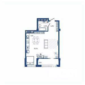 1-к квартира, вторичка, 46м2, 21/23 этаж