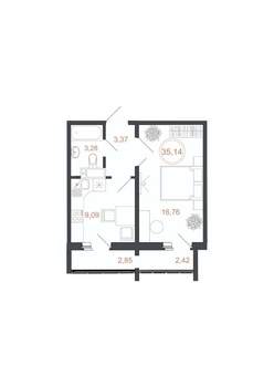 1-к квартира, вторичка, 35м2, 16/16 этаж