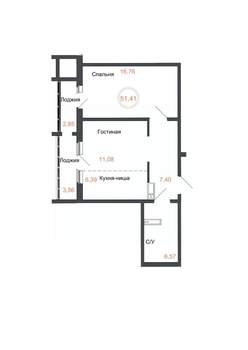 2-к квартира, вторичка, 51м2, 13/16 этаж