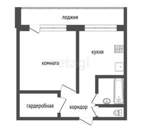 1-к квартира, вторичка, 40м2, 4/9 этаж