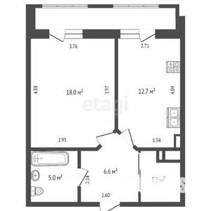 1-к квартира, вторичка, 47м2, 10/14 этаж