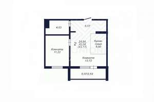 2-к квартира, вторичка, 43м2, 8/10 этаж