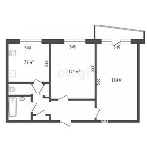 2-к квартира, вторичка, 50м2, 7/9 этаж