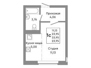 Студия квартира, строящийся дом, 24м2, 2/10 этаж