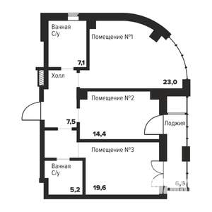 2-к квартира, вторичка, 77м2, 25/29 этаж