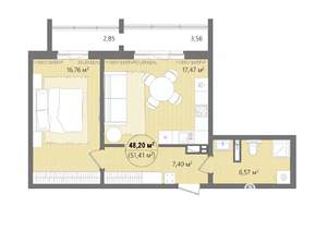 2-к квартира, вторичка, 55м2, 12/13 этаж