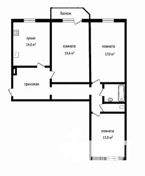4-к квартира, вторичка, 85м2, 10/10 этаж