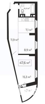 2-к квартира, вторичка, 48м2, 18/25 этаж