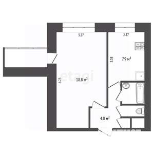 1-к квартира, вторичка, 36м2, 7/9 этаж