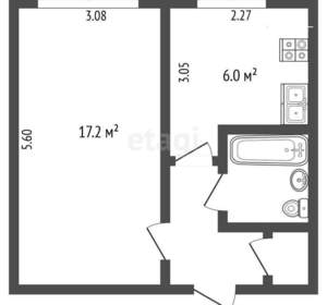 1-к квартира, вторичка, 37м2, 1/5 этаж