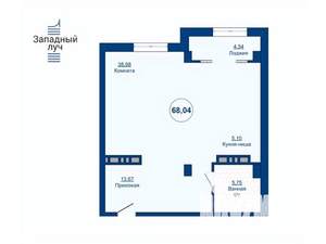 1-к квартира, вторичка, 68м2, 7/24 этаж