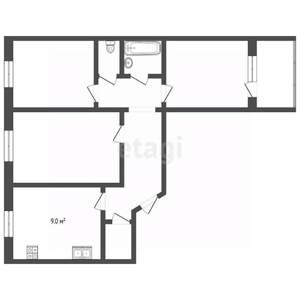 3-к квартира, вторичка, 64м2, 1/10 этаж
