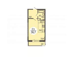 Студия квартира, вторичка, 36м2, 3/25 этаж