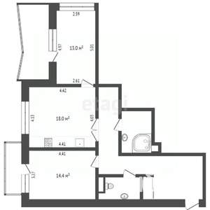 2-к квартира, вторичка, 78м2, 18/24 этаж