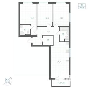 3-к квартира, вторичка, 90м2, 7/18 этаж