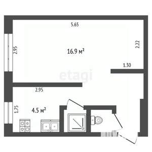 1-к квартира, вторичка, 26м2, 1/5 этаж