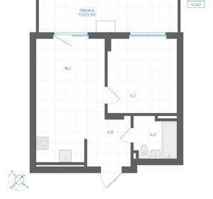 1-к квартира, вторичка, 41м2, 1/18 этаж