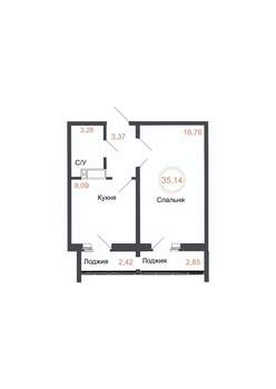1-к квартира, вторичка, 35м2, 15/16 этаж