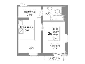 2-к квартира, вторичка, 32м2, 9/10 этаж