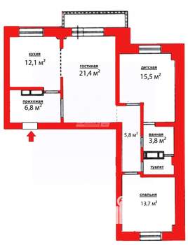 3-к квартира, вторичка, 86м2, 15/26 этаж
