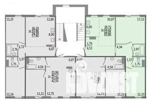 3-к квартира, строящийся дом, 65м2, 6/10 этаж