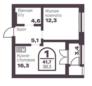 1-к квартира, вторичка, 38м2, 2/8 этаж