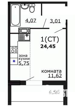 Студия квартира, вторичка, 24м2, 14/18 этаж