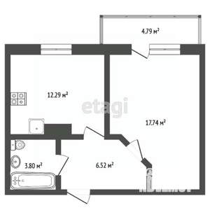 1-к квартира, вторичка, 43м2, 8/18 этаж