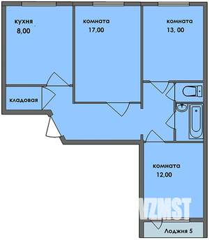 3-к квартира, вторичка, 68м2, 8/10 этаж