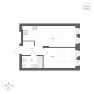 1-к квартира, вторичка, 40м2, 3/30 этаж