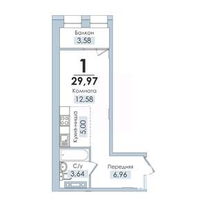 1-к квартира, вторичка, 30м2, 4/10 этаж