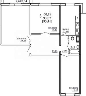 3-к квартира, вторичка, 93м2, 7/10 этаж
