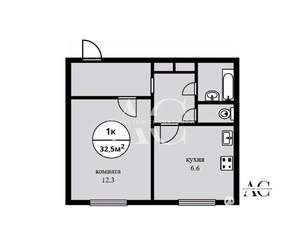 1-к квартира, вторичка, 32м2, 1/10 этаж