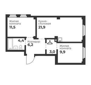 2-к квартира, вторичка, 57м2, 2/23 этаж
