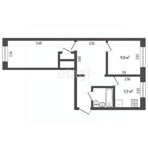 2-к квартира, вторичка, 43м2, 4/5 этаж