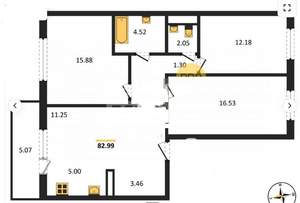 3-к квартира, сданный дом, 83м2, 7/10 этаж