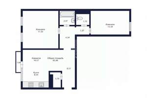 2-к квартира, вторичка, 64м2, 7/10 этаж