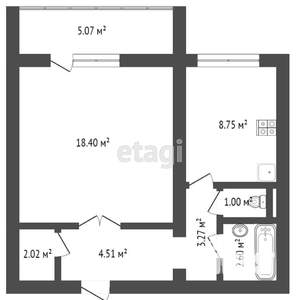1-к квартира, вторичка, 40м2, 2/10 этаж