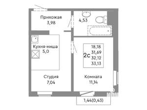 2-к квартира, вторичка, 32м2, 5/10 этаж
