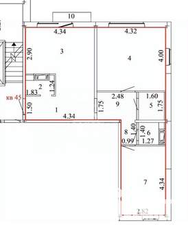 3-к квартира, вторичка, 62м2, 9/10 этаж